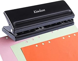 Kiswleon 6 Hole Punch,Hole Puncher A4 A5 Adjustable Pitch Office Binder Punch Metal Hole Punch for A3 A6 B3 B3 B4 B5 B6 B7 Size Six Ring Binder Planner,8 Sheet Punching Capacity(Black)