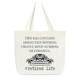 Canvas Tote Bag, Retirement Tote Bag, Retired Life Tote Bag, Appreciation Gift, Funny Tote Bag, Library Tote, Reusable Grocery Shopping Bag, Library Shoulder Bag For Women Retired Staff Friend C(03)