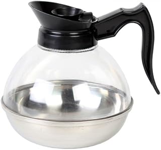 TrueCraftware â€“ 64 oz.-Commercial Grade Coffee Decanter, Stainless Steel Base with Polycarbonate Body, Durable Plastic Black Color Handle