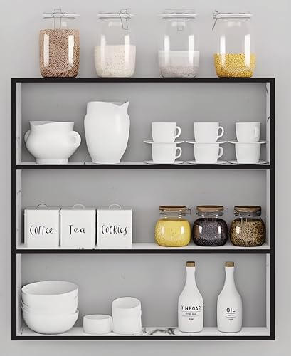 Image of Dime Store Engineered Wood 4-Tier Wall Shelf Rack for Kitchen Storage, Spice Jars, Modern Style, Wall Mounted, Off White