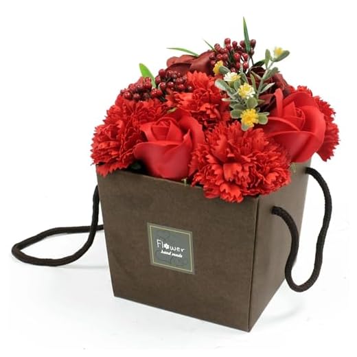Röd ros och nejlika tvål BOUQUET Doft Doftande Badblad Presentinslagen för henne kvinnor damer presenter romantisk alla hjärtans dag födelsedag mammor fru flickvän