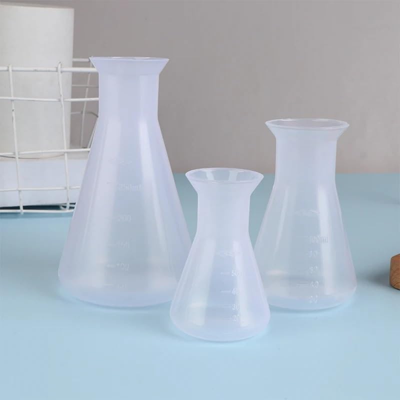 Matraz Erlenmeyer de plástico de 50/100/250 ml, de cuello estrecho, cónico y triangular, instrumento de análisis.(100ml)