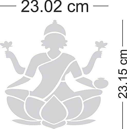 Image of Laxmi Ganesha Silver (Pack of Set 2) Mirror Stickers for Wall Acrylic Mirror Wall Decor Sticker Wall Mirror Stickers Acrylic Stickers Lotus Wall Stickers for Hall Room Bed Room