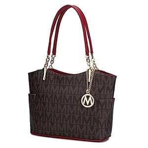 Mia K Collection Shoulder Handbag for Women: Vegan Leather Satchel-Tote Bag, Top-Handle Purse, Ladies Pocketbook Red