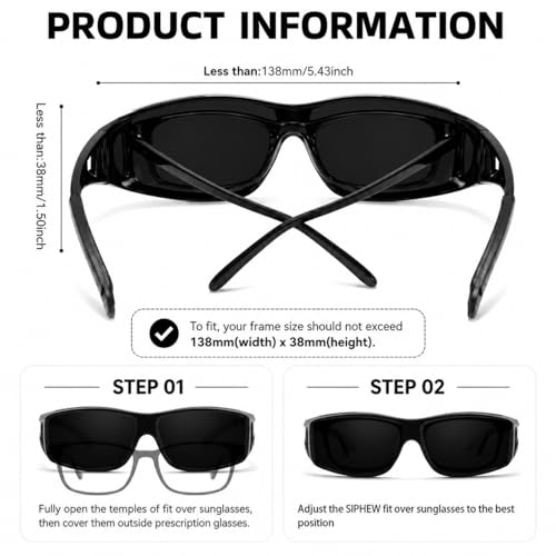 Image of SIPHEW Mirrored Sunglasses Polarized Fit Over Glasses for Men&Women