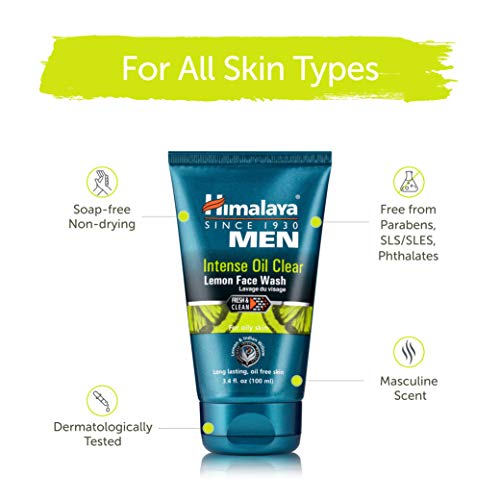 Himalaya Men's Intense Oil Clear Lemon Face Wash, Deep Cleaning Daily Facial Cleanser, 3.38 Fluid_Ounces #TOP3
