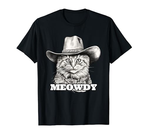 Meowdy Funny Country Music Cat Vintage Camiseta