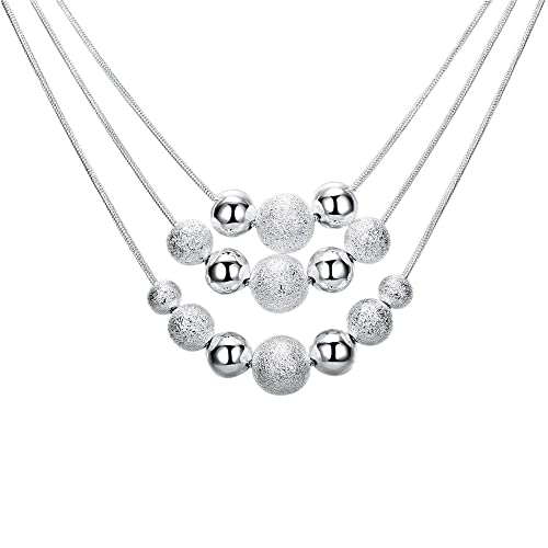 Bijoux chaîne à trois couches light sand perles colliers fins superposés femme