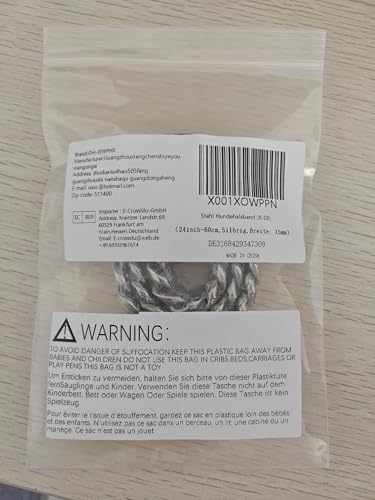 15mm Breite Rostfreier Stahl Hundehalsband Metall Hundehalsband Hundekette Halsbänder Pet Training Walking Halsband (Silbrig,35cm)