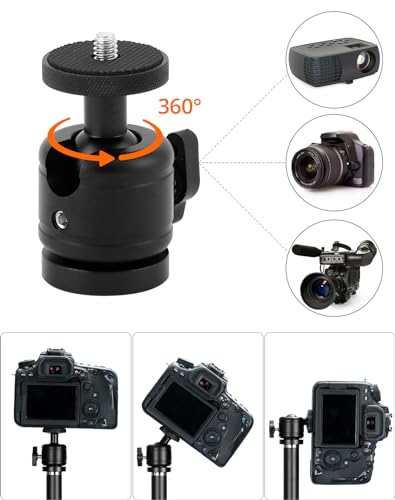 QWORK® Stehpul Höhenverstellbar 60-120 cm, Platzsparender Laptop Ständer Projektorständer mit 1/4’’ Kugelkopf für Laptop, Projektor, Kamera