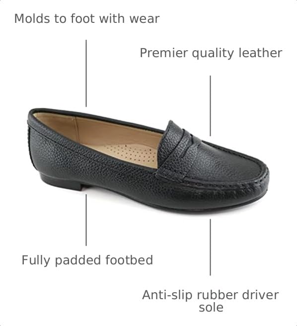 Image of Womens Casual Genuine Leather Comfortable Lightweight Driving Moaccasins Classic Fashion Penny Slip On Ladies Driving Loafer Flat Shoes