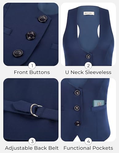 Image of GRACE KARIN Women's Suit Vest Top, Dressy Casual Sleeveless Button Waistcoat, Fromal Steampunk Blazer for Work Office