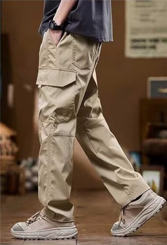Banana Bucket Men's Casual Cargo Pants Workout Stretch Sweatpants Hiking Drawstring Tactical Pants with Multi Pockets4