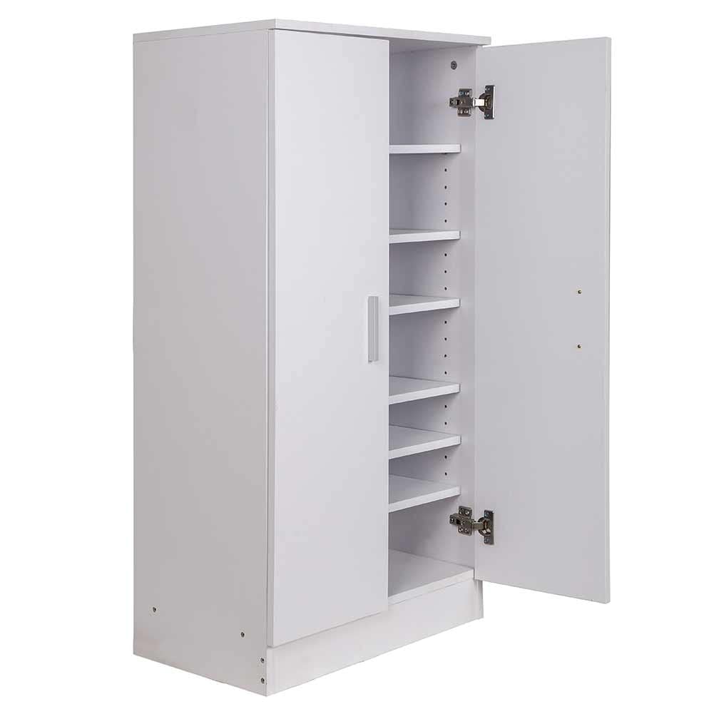 BAKAJI Mobile Scarpiera Portascarpe Ingresso Casa con 7 Ripiani Porta Scarpe Chiusura 2 Ante Struttura in Legno Armadio Mobiletto Ausiliario Multiuso Dimensione 108 x 55 x 36 cm (Bianco)