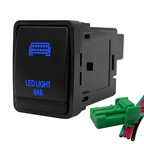 Image of Blue Led Light Bar Push Button Switch with Wiring Connector for Nissan X-Trail Qashqai Navara NP300 Pathfinder (30 mm x 23 mm)