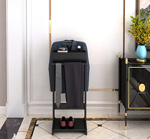 Brefhome-Valet-Stand-for-ManClothes-Stand-with-Top-TrayUsed-in-Entryway-Office-Living-RoomBlack