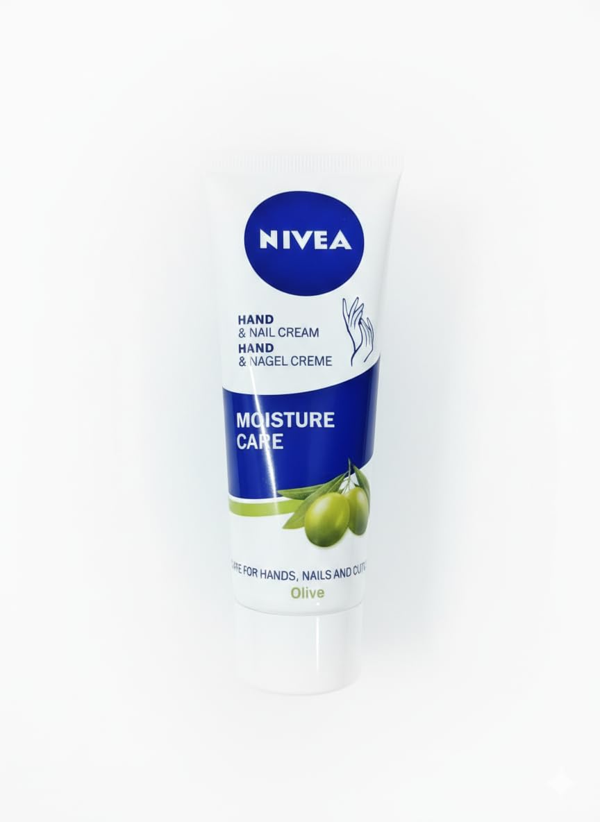 NIVEA Hand & Nail Cream Moisture Care with Olive Oil - 75ml Tube for Dry Skin
