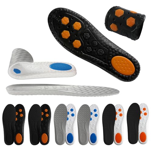 Klanber 6 Pairs 4D Cloud Insoles for Men - Steppers Anti Fatigue with Arch Support, Heel/Forefoot...
