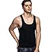 Odoland Men's 3 Pack Body Shaper Base Layer Shirt Tummy Shirt, Black/Black/White, M