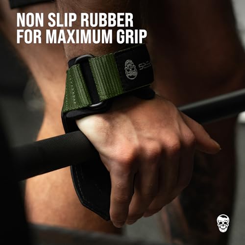 Image of Gymreapers Weight Lifting Grips (Pair) for Heavy Powerlifting, Deadlifts, Rows, Pull Ups, with Neoprene Padded Wrist Wraps Support and Strong Rubber Gloves or Straps for Bodybuilding