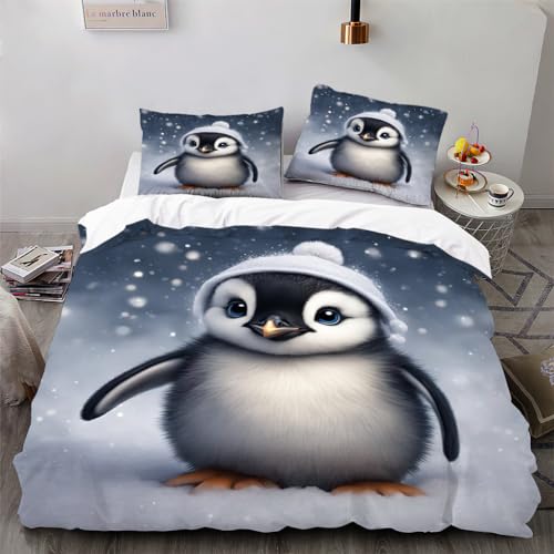 Ruiqieor Housse de Couette 140x200cm Motif de Pingouin de Dessin animé Parure de lit 140x200 cm,#9,Ensemble de literie pour garçons et Filles