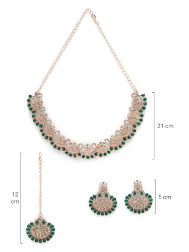 Trendy AD Stones Necklace Set with Earring & Maangtika