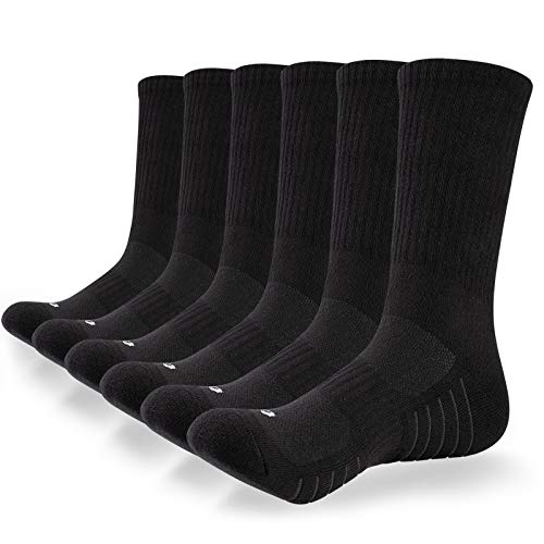 coskefy Sports Socks Thick Cushion Walking Thermal Crew Athletic Socks for Outdoor Work Hiking Trainer (6 Pairs)