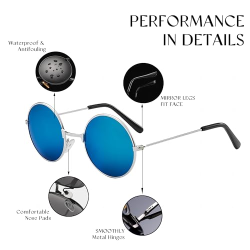 Round Sunglasses For Men Women Retro Metal Hippie Circle Eyeglasses Clear Lens Vintage Accessories UV Protection4