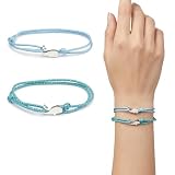 Set di 2 Bracciali con Coda di Balena per Uomo e Donna, Braccialetto in Corda Regolabile Stile Surfista Nautico, Accessori in Lega per Amanti del Mare, Verde Mimetico e Celeste