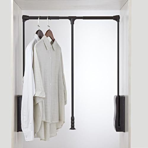 GTHTUHFD Adjustable Pull Down Closet Rod - Extendable Aluminium Wardrobe Lift For Space-Saving Organization, Retractable Cabinet Rail For Efficient Clothes Hanging A-510-660mm