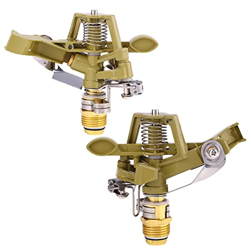 Image of Adjustable Rotary Sprinkler Head, 1 /2 Inch Zinc Alloy Irrigation Sprinkler for Lawn and Garden, 360 Degree Coverage Watering Sprayer with 10-18 Meter Range