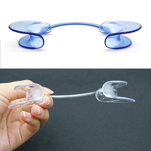 JDXun 4 Stück C-Form Mundöffner, Wangenhalter Mundwinkelhalter, Mundöffner Challenge, Mundstücke Ersatz Munddehner für Orale Untersuchung und Zahnaufhellung (2*Blau, 2*Transparent)
