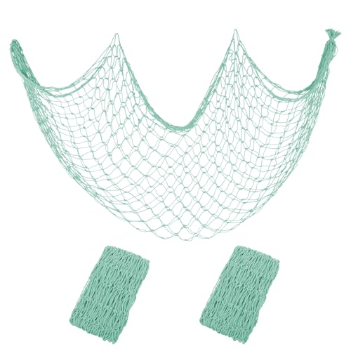 2 Pack Decorative Fishing Net, 80x40 Inch Cotton Fish Net Decor Party,Green