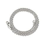 BCughia Collier Argent, Collier Hip Hop Maille Corde 2.4mm Acier Inoxydable Collier la Saint Valentin Cadeau pour Homme 70cm (28')