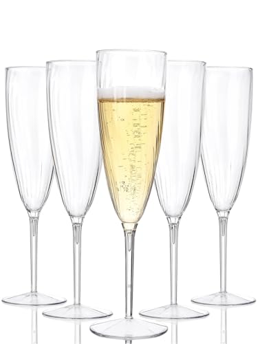 WDF 36PCS Clear Champagne Flutes Plastic - 6 OZ Clear Disposable Champagne Flutes Party Supplies for Wedding/Birthday/Parties