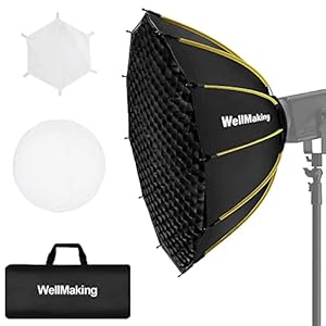 WELLMAKING 26 inches/65cm Foldable Dodecagon Softbox with Bowens Mount Speedring and Honeycomb, for Portrait or Product Photography in Studio Video