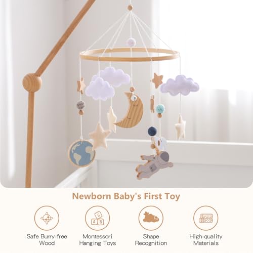 image for JETM·HH Baby Crib Mobile | Crib Accessories Space Nursery Mobile Wood