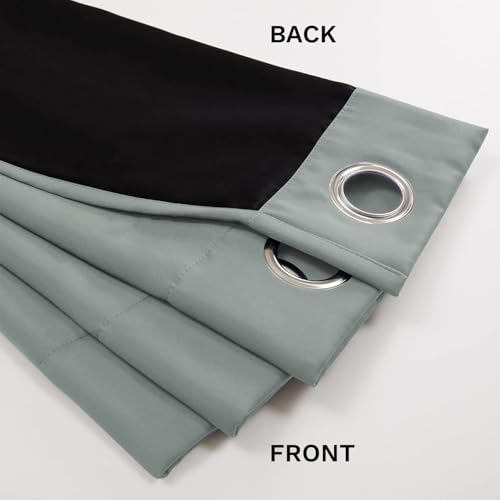 Image of LINENWALAS Window Curtains 5 Feet Set of 2 - Thermal Insulation 100% True Blackout Curtains, Black Backing & Fade Resistant Drapes for Living Room, Bedroom (Light Grey)