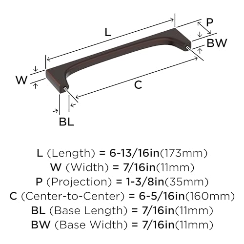 Amerock Merced 6-5/16 inch (160mm) Center-to-Center Oil-Rubbed Bronze Cabinet Pull, BP37425ORB by Amerock - Image 6