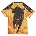 Jucciaco Swing Shirts Cow Fire Yak Explode Rashguard Short Sleeve Boy Swimsuit Sunscreen T-Shirts Sun Swimwear Sets UPF 50+