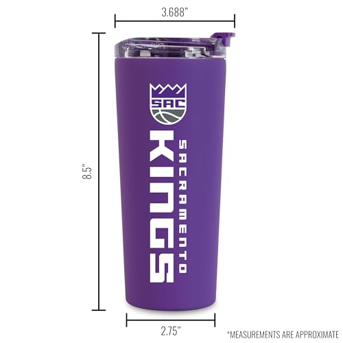 Image of Rico Industries NBA Basketball Sacramento Kings Purple 24oz Stainless Steel Tumbler with Lid and Dual Functioning Lid