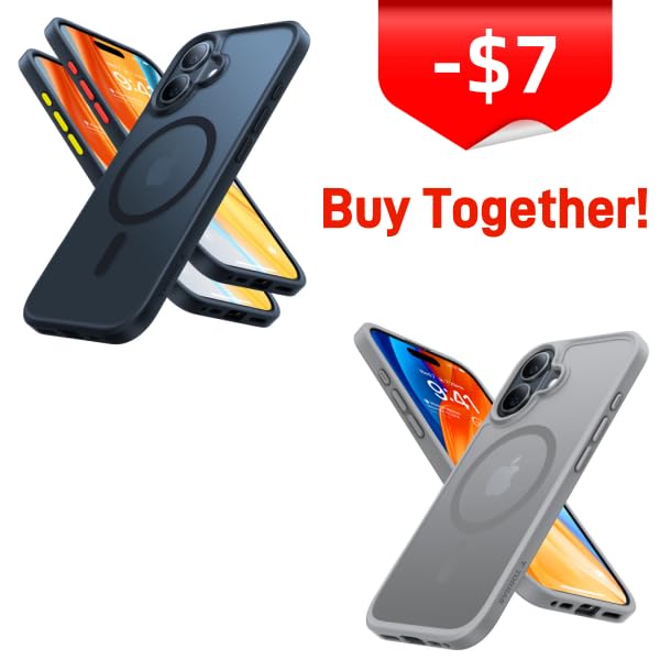 TORRAS Magnetic Shockproof 16 Phone Case,Black&Grey,Fit for MagSafe