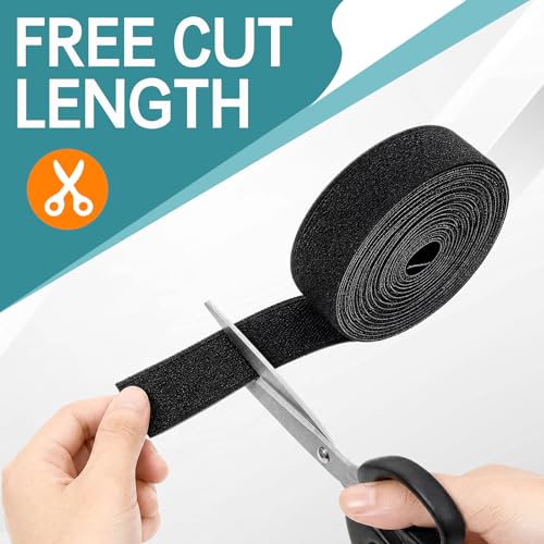 Image of WILLBOND 1 Roll of Fastening Tape Cable Ties Reusable Fastening Nylon Tape Double Side Hook Roll Hook and Loop Straps Wires Cords Management Wire Organizer Straps (1 Inch X 24 ft)