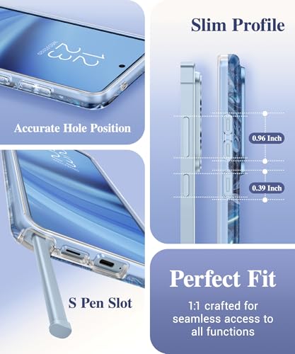 Image of GVIEWIN for Samsung Galaxy S26 Ultra Case, [Slide Camera Cover & Built-in HD Screen Protector] [2 Front Frames] Shockproof Military Grade Protective Marble Phone Case for S26 Ultra 6.9 inch (Star Abyss)