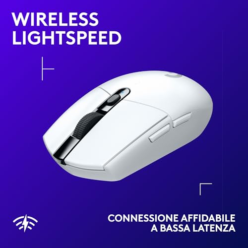G305 Lightspeed Mouse Gaming Wireless, Sensore 12K Hero, 12.000 DPI, Design Leggero, 6 Pulsanti Programmabili, Batteria 250 Ore, Memoria Integrata, PC/Laptop - Bianco - Mouse gaming - Immagine 2