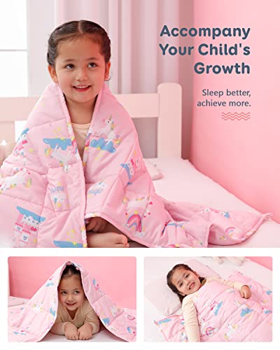 Insugar Kids Weighted Blanket, 5Lbs Weighted Blanket For Toddler, Unicorn Heavy Blankets Throws For Children Sound Sleep Girls Gifts, Breathable, Soft, Pink, 36"X48" #TOP3