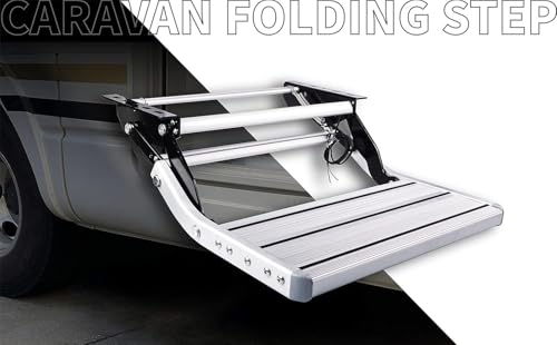 Wohnmobiltrittstufen,manuell klappbares RV Step,einziehbares Aluminiumlegierung Wohnmobiltrittstufen,rutschfeste Oberfläche, superstarke Tragkraft von 200kg,geeignet für Wohnwagen,Wohnmobil,Reisemobil