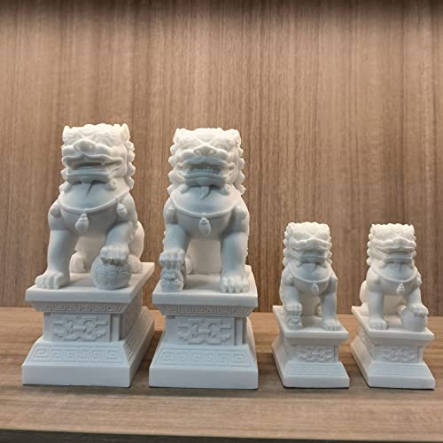 Large Size Foo Dog Statue,Pair Of Guardian Lions,Asian Stone Statues Feng Shui Decor For Home Decorations,Gray,18Cm/7Inch #TOP5