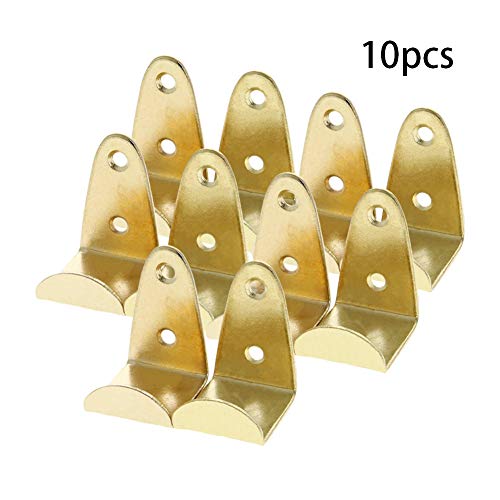 Image of MroMax Picture Photo Frame with Hook Metal Brace Bracket Hanger Gold Tone 30 x 26 x 37mm /1.18 x 1.02 x 1.46-inch (L x W x H) Small 10pcs