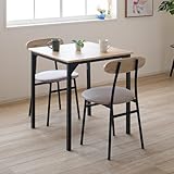 Major In Life ダイニングテーブルセット ダイニングセット 2人用 3点セット リビングテーブル 食卓テーブル 幅70cm 1点 チェア 2脚 木目調 鉄 広い座面 おしゃれ コンパクト (ナチュラル, 3セット)